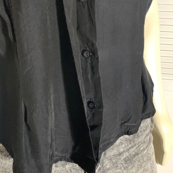 Vintage Bentley Black Chiffon Button Down Blouse Large - Picture 13 of 16